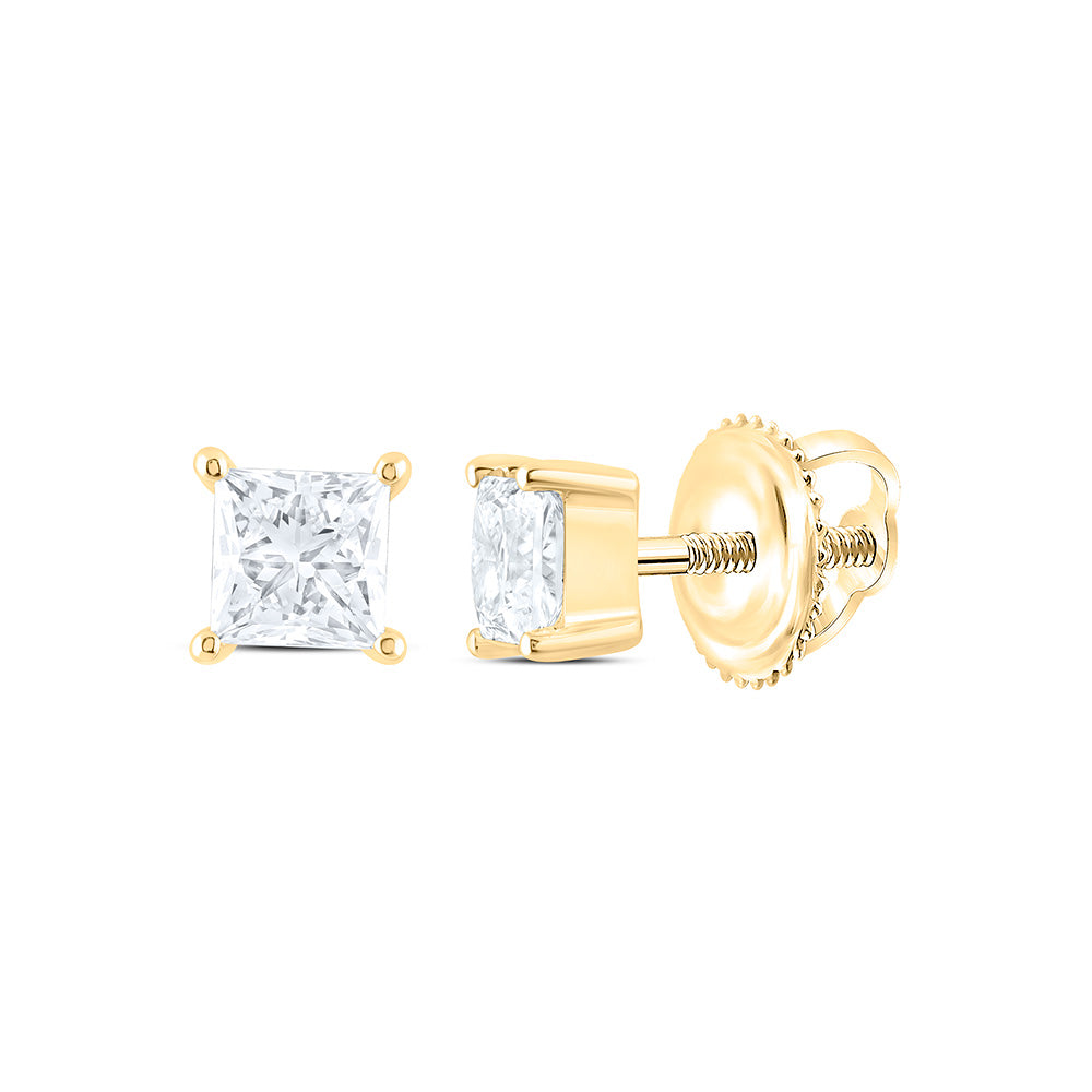14K Yellow Or White Gold 3/4 Cttw Lab Grown Diamond Princess Solitaire Earring