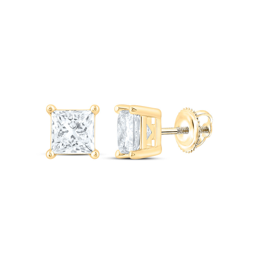 14K Yellow Or White Gold 1 Cttw Lab Grown Diamond Princess Solitaire Earring