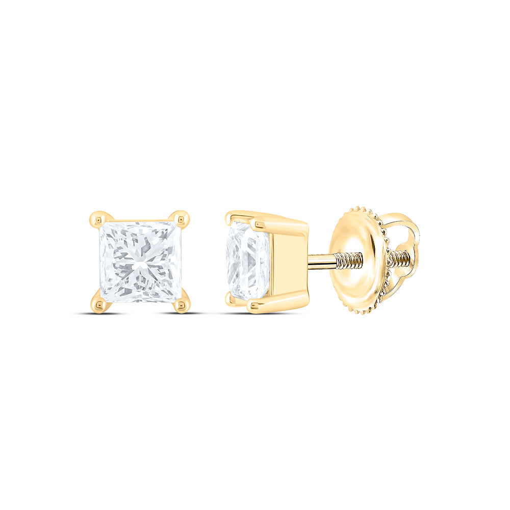 14K Yellow Or White Gold 1 1/2 Cttw Lab Grown Diamond Princess Solitaire Earring