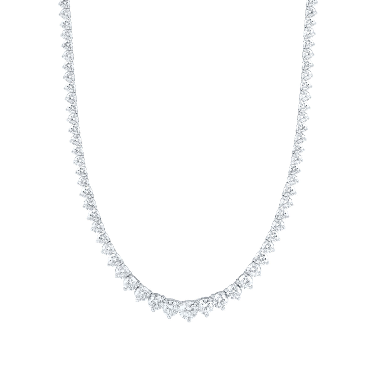 14K White Gold 10 Cttw Lab Grown Diamond Fashion Round Tennis Necklace (16 Inch)