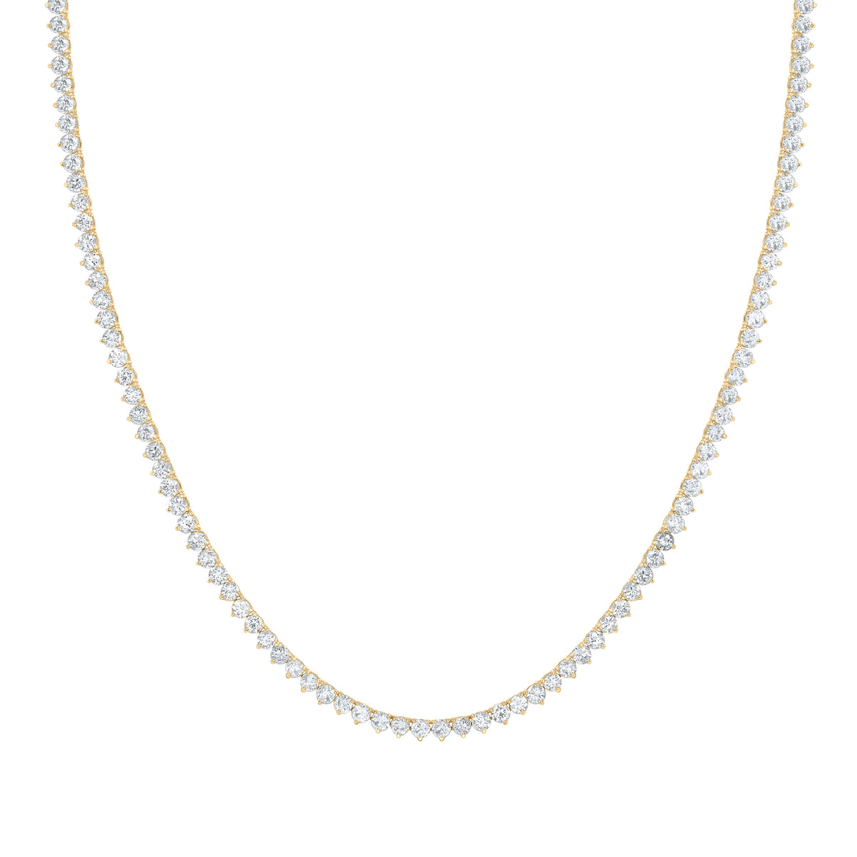 14K Yellow Or White Gold 5 Cttw Lab Grown Diamond Fashion Round Tennis Necklace (16 Inch)