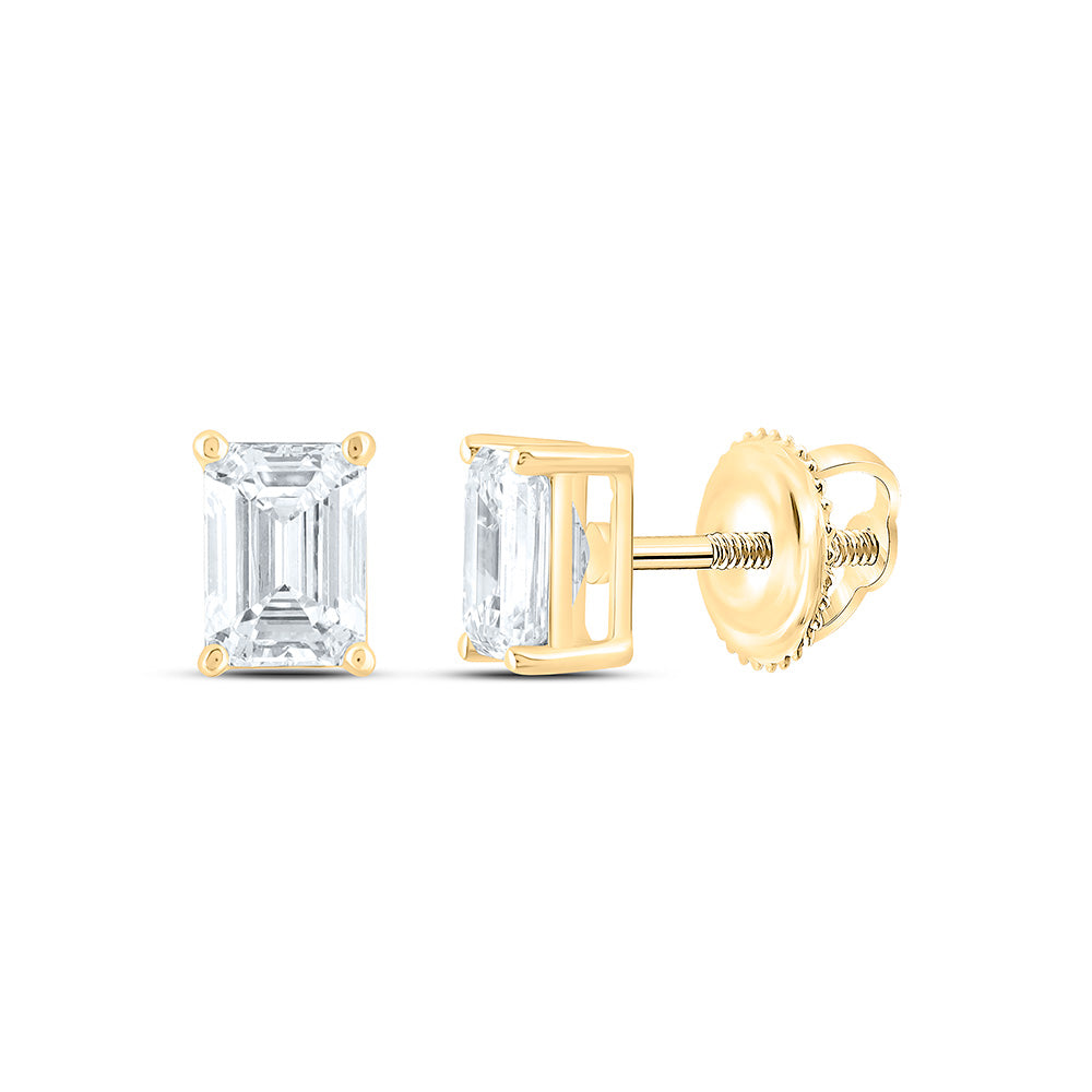 14K Yellow Or White Gold 1 1/2 Cttw Lab Grown Diamond Emerald Solitaire Earring