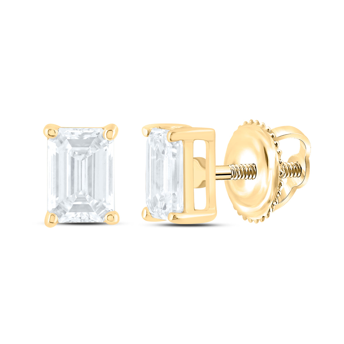 14K Yellow Or White Gold 2 Cttw Lab Grown Diamond Emerald Solitaire Earring