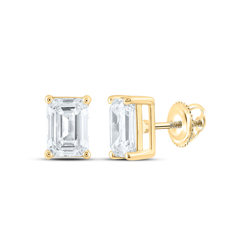 14K Yellow Or White Gold 3 Cttw Lab Grown Diamond Emerald Solitaire Earring