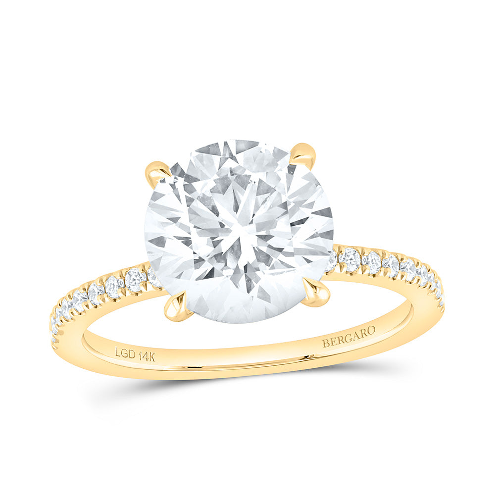 14K Yellow Or White Gold 3 1/4 Cttw Lab Grown Diamond 3 Cttw Center Round Engagement Ring