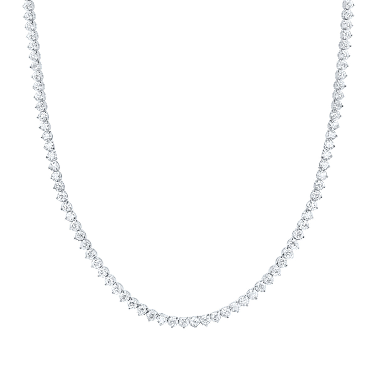 14K White Gold 20 Cttw Lab Grown Diamond Fashion Round Tennis Necklace (16 Inch)