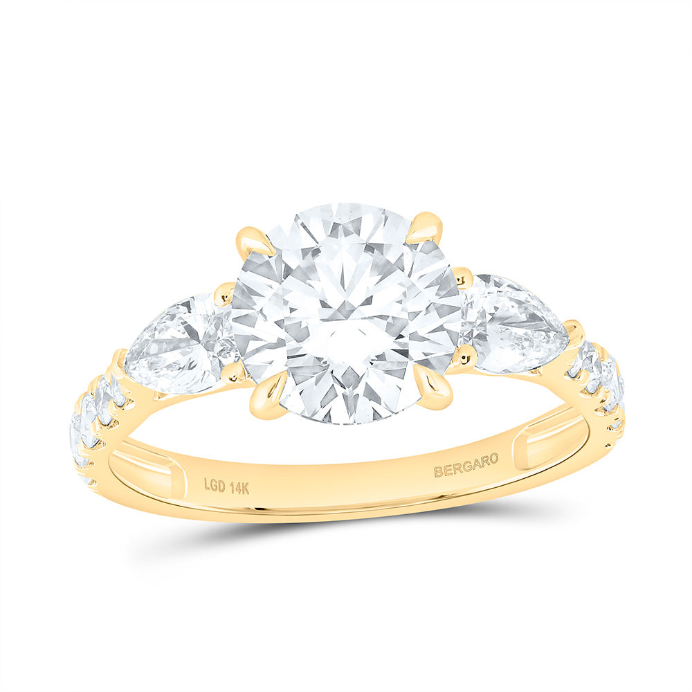 14K Yellow Or White Gold 3 Cttw Lab Grown Diamond 2 Cttw Center Round Engagement Ring