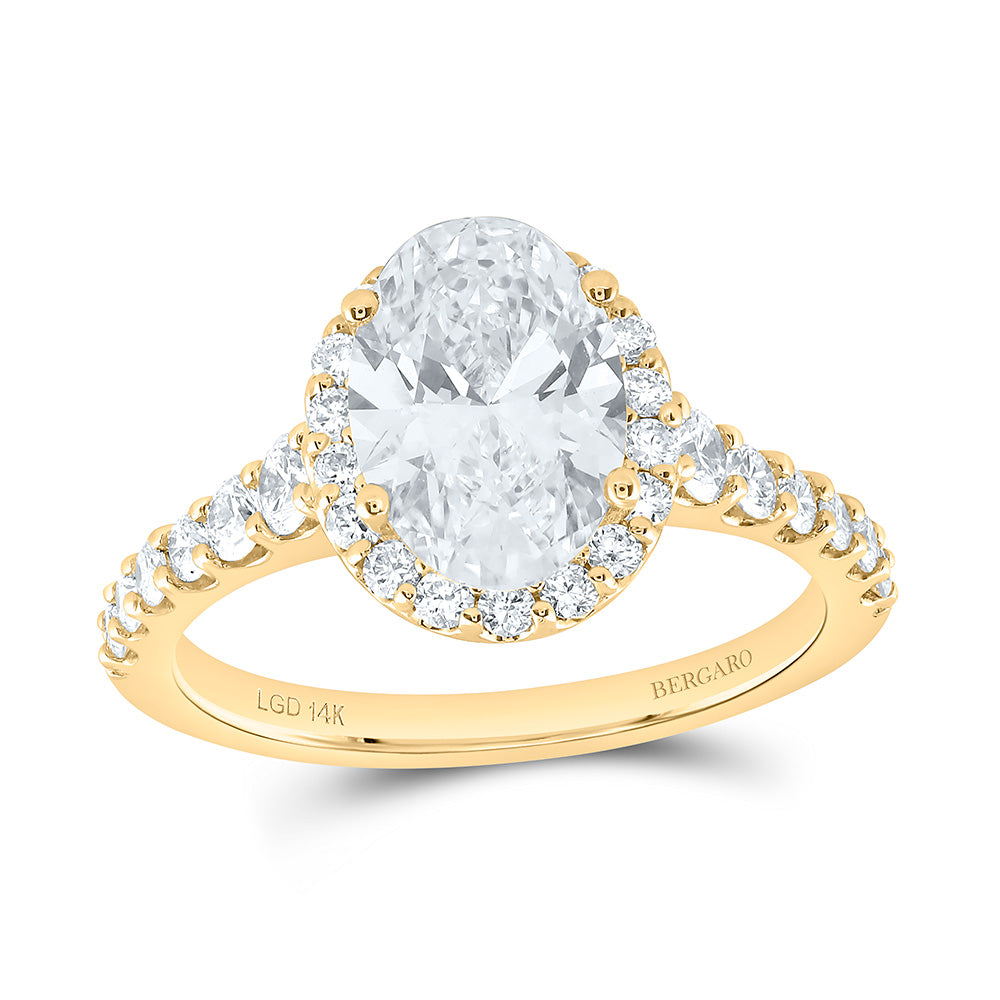 14K Yellow Or White Gold 2 3/4 Cttw Lab Grown Diamond 2 Cttw Center Oval Engagement Ring