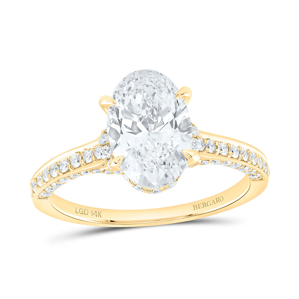 14K Yellow Or White Gold 2 5/8 Cttw Lab Grown Diamond 2 Cttw Center Oval Engagement Ring