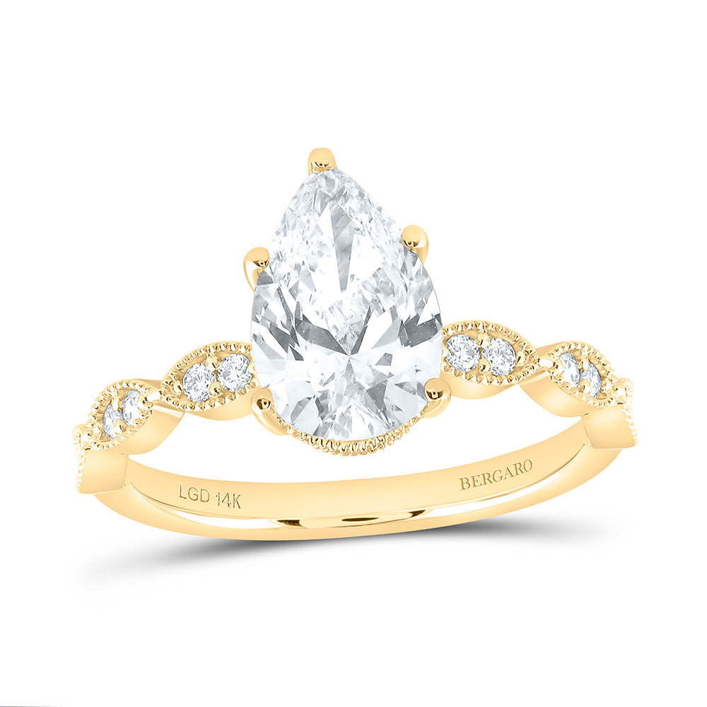 14K Yellow Or White Gold 2 1/3 Cttw Lab Grown Diamond 2 Cttw Center Pear Engagement Ring