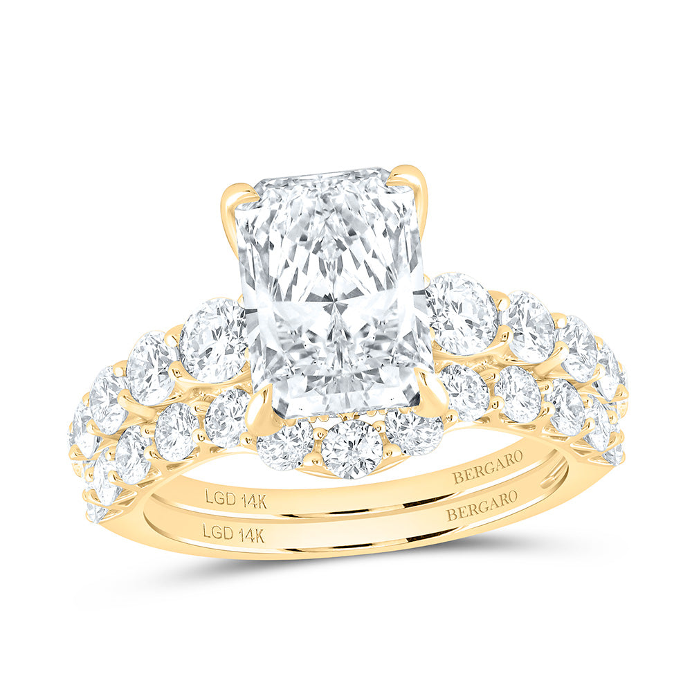 14K Yellow Or White Gold 5 Cttw Lab Grown Diamond 3 Cttw Center Radiant Bridal Set