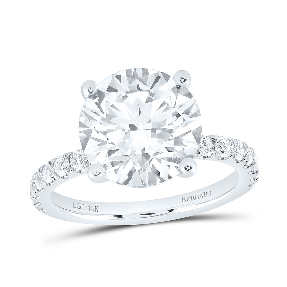 14K White Gold 6 1/2 Cttw Lab Grown Diamond 6 Cttw Center Round Engagement Ring