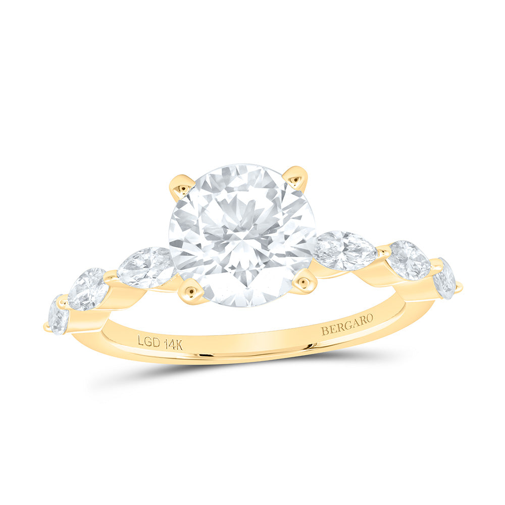 14K Yellow Or White Gold 2 1/2 Cttw Lab Grown Diamond 2 Cttw Center Round Engagement Ring