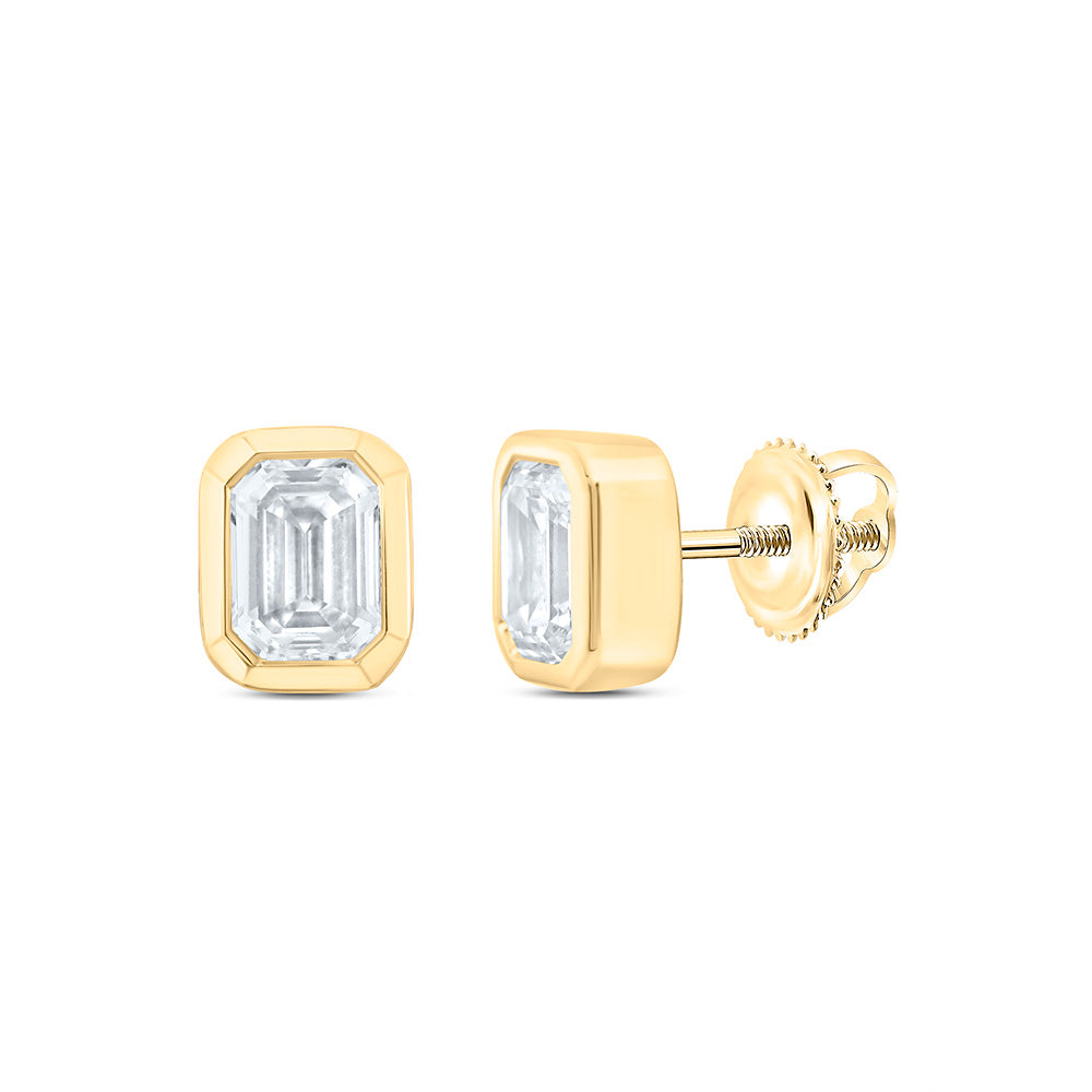 14K Yellow Or White Gold 1/2 Cttw Lab Grown Diamond Fashion Emerald Bezel Earring