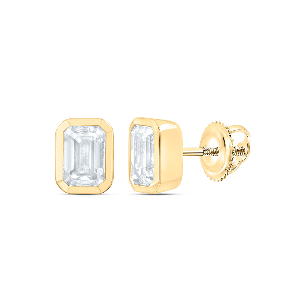 14K Yellow Or White Gold 1 Cttw Lab Grown Diamond Fashion Emerald Bezel Earring