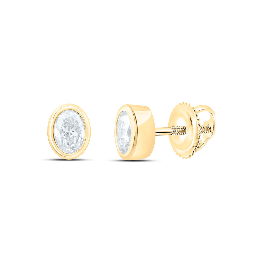 14K Yellow Or White Gold 1/2 Cttw Lab Grown Diamond Fashion Oval Bezel Earring