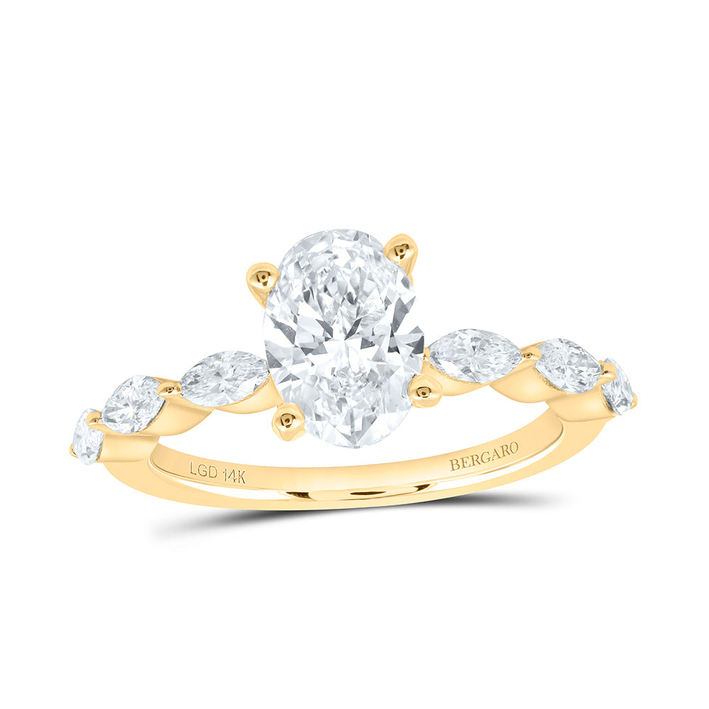 14K Yellow Or White Gold 2 Cttw Lab Grown Diamond 1 1/2 Cttw Center Oval Engagement Ring
