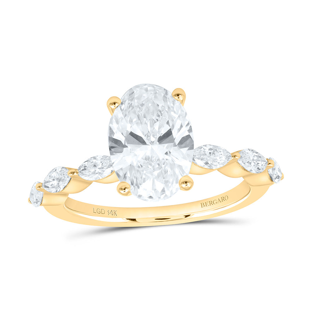 14K Yellow Or White Gold 2 1/2 Cttw Lab Grown Diamond 2 Cttw Center Oval Engagement Ring