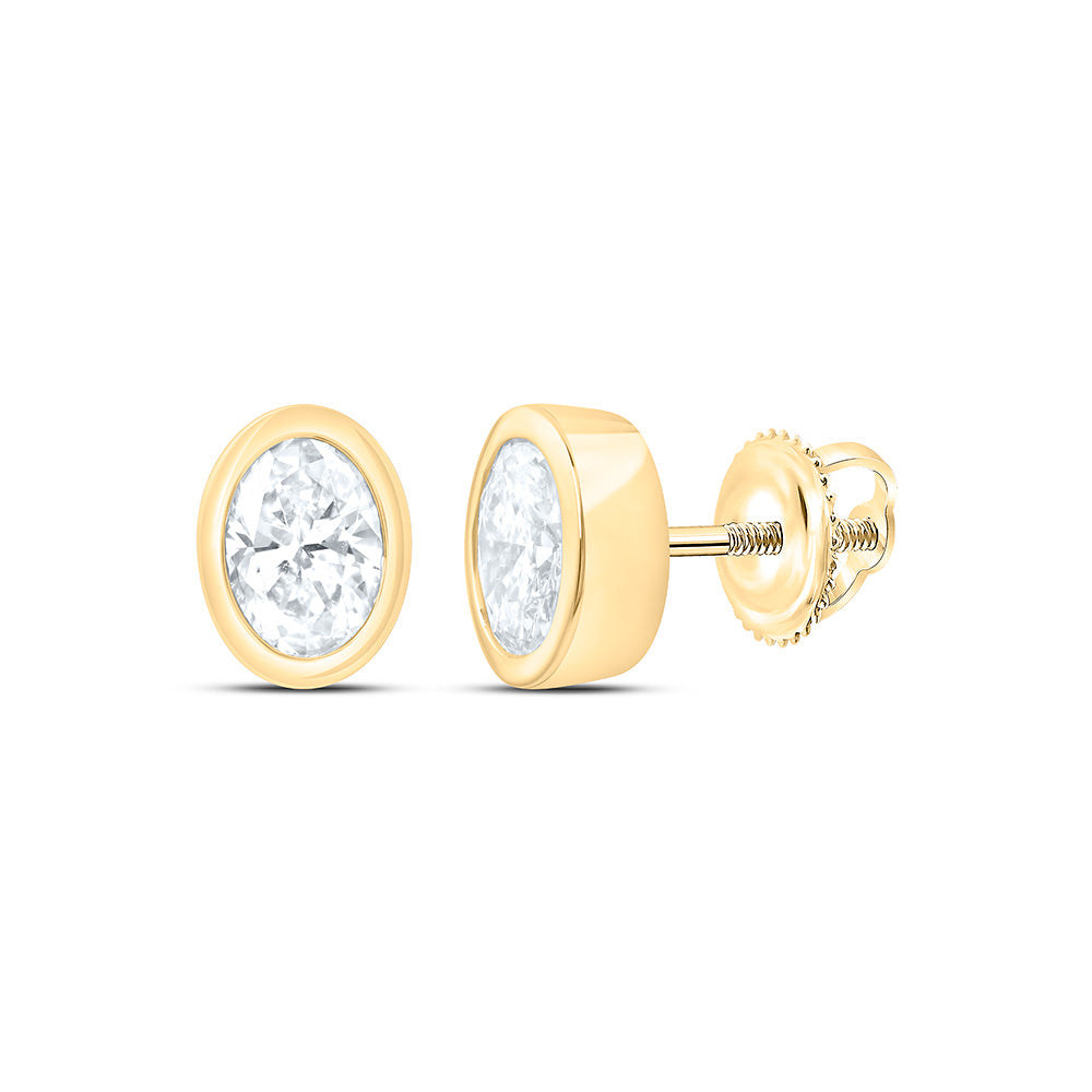 14K Yellow Or White Gold 1 Cttw Lab Grown Diamond Fashion Oval Bezel Earring