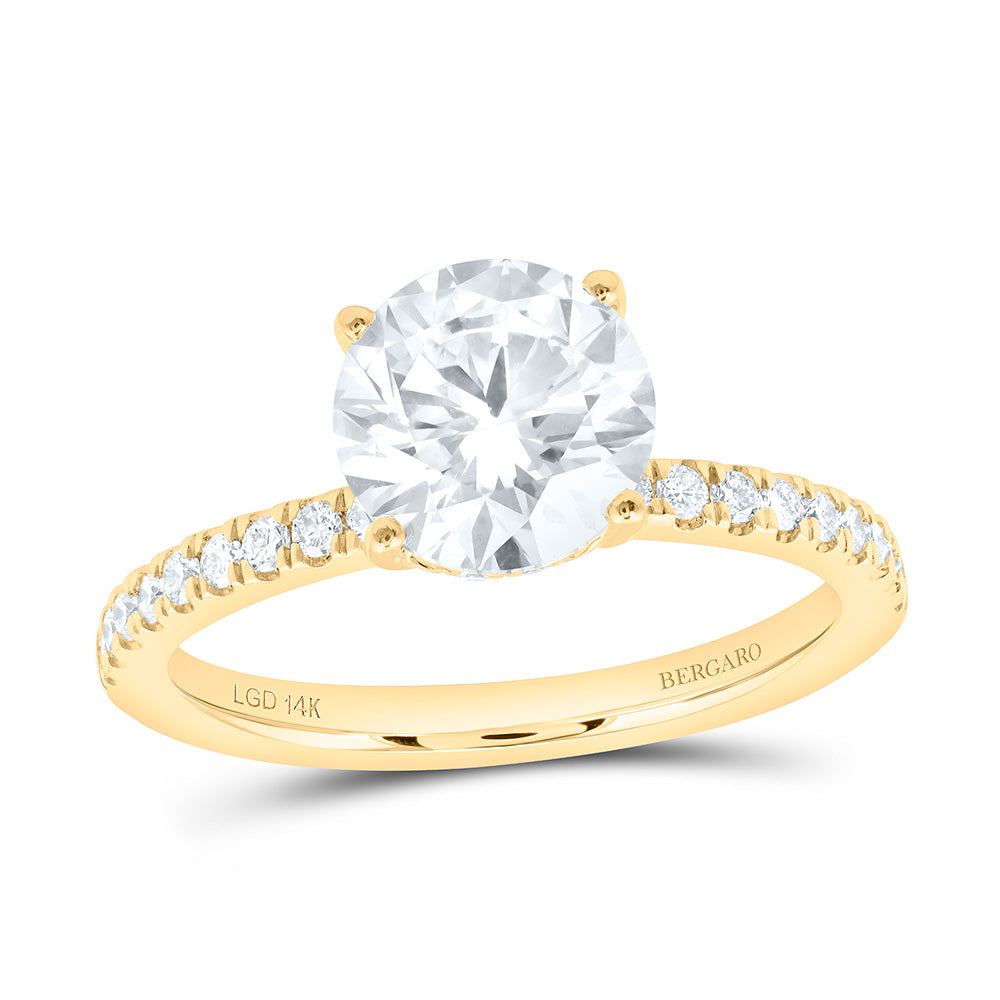 14K Yellow Or White Gold 2 1/3 Cttw Lab Grown Diamond 2 Cttw Center Round Engagement Ring