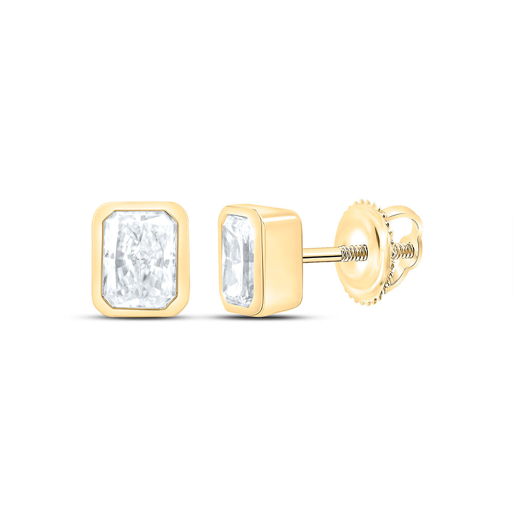 14K Yellow Or White Gold 1 Cttw Lab Grown Diamond Fashion Radiant Bezel Earring