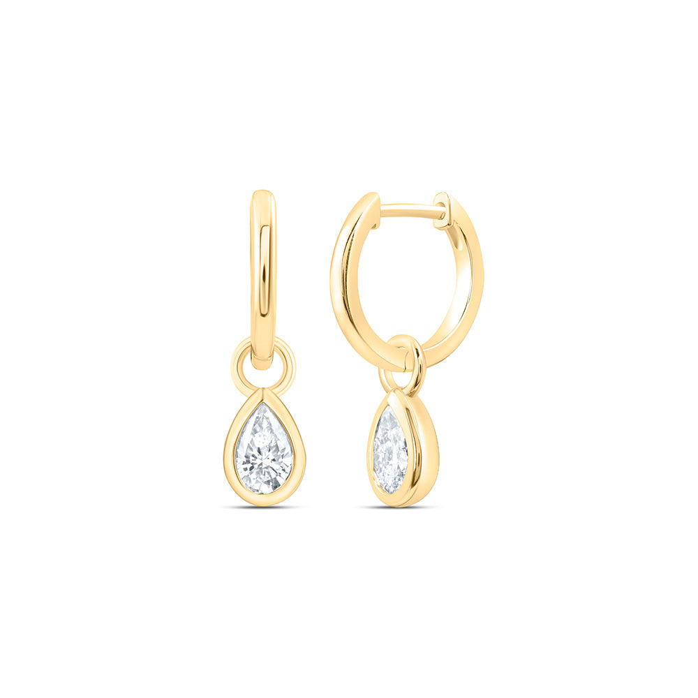 14K Yellow Or White Gold 1 Cttw Lab Grown Diamond Fashion Pear Dangling Bezel Earring