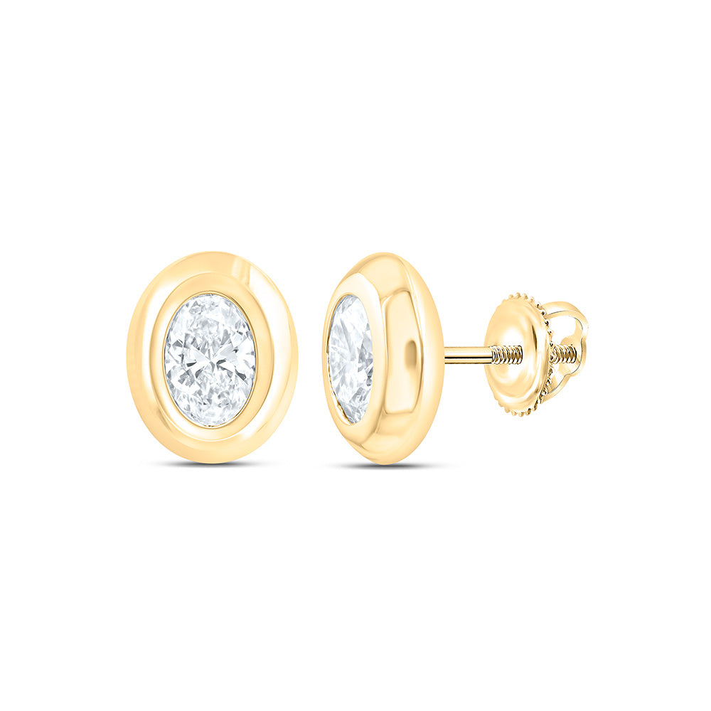 14K Yellow Or White Gold 1 Cttw Lab Grown Diamond Fashion Oval Bezel Earring