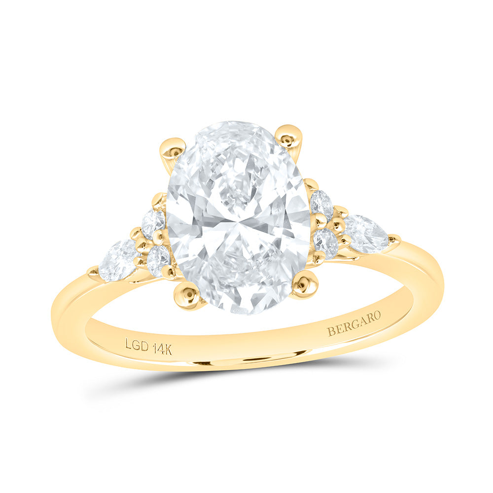 14K Yellow Or White Gold 2 1/5 Cttw Lab Grown Diamond 2 Cttw Center Oval Engagement Ring