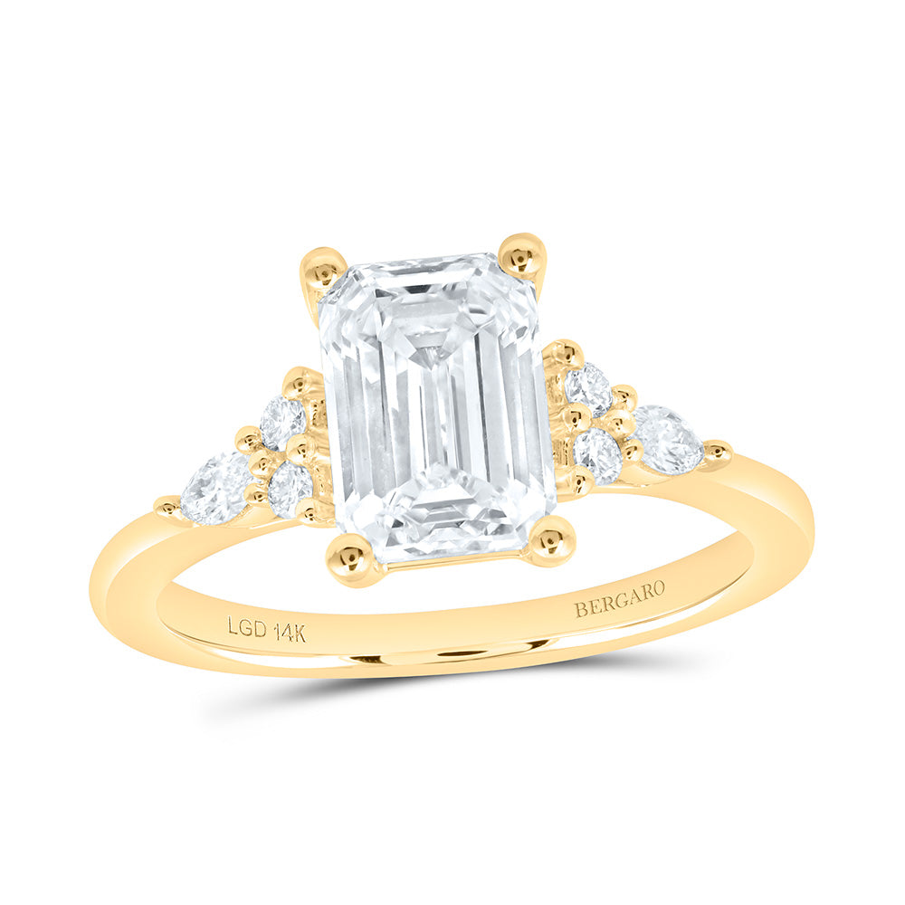 14K Yellow Or White Gold 2 1/5 Cttw Lab Grown Diamond 2 Cttw Center Emerald Engagement Ring
