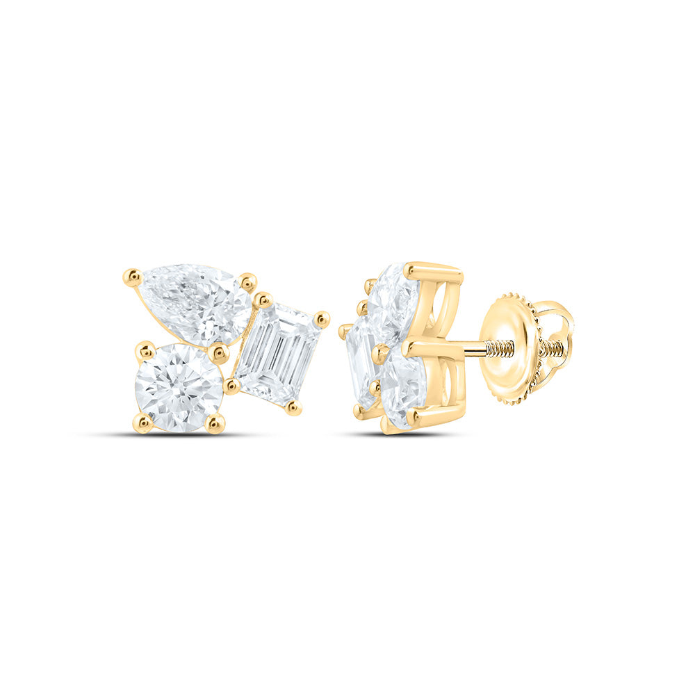14K Yellow Or White Gold 3 Cttw Lab Grown Diamond Fashion 3 Stone Earring