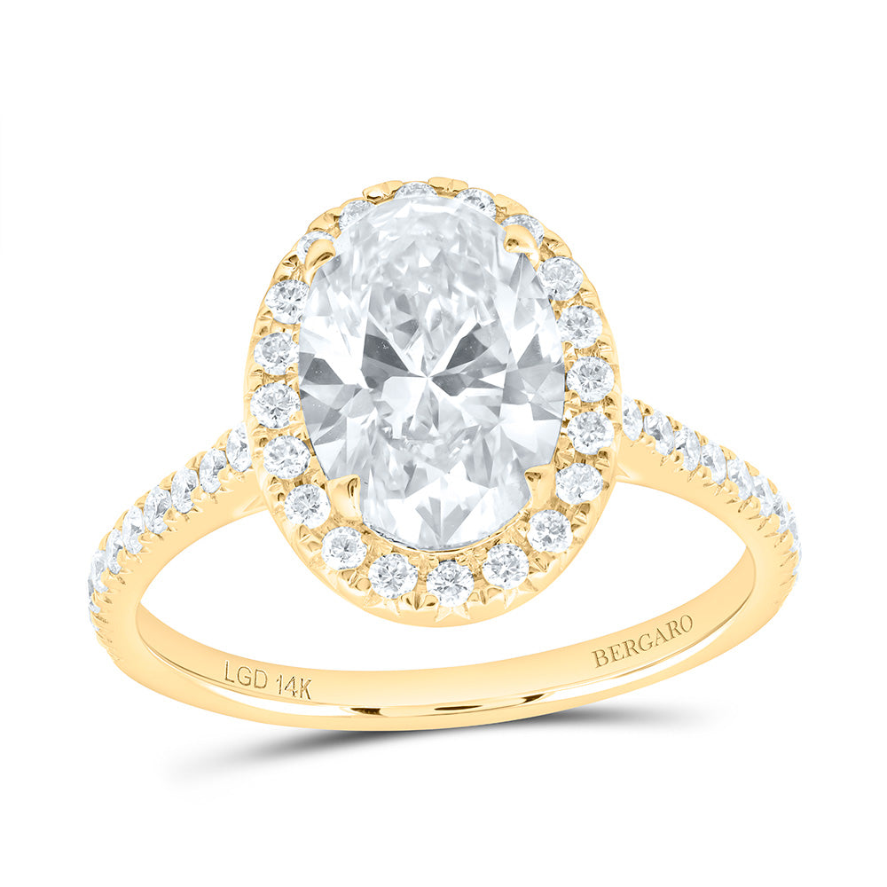 14K Yellow Or White Gold 2 1/2 Cttw Lab Grown Diamond 2 Cttw Center Oval Engagement Ring