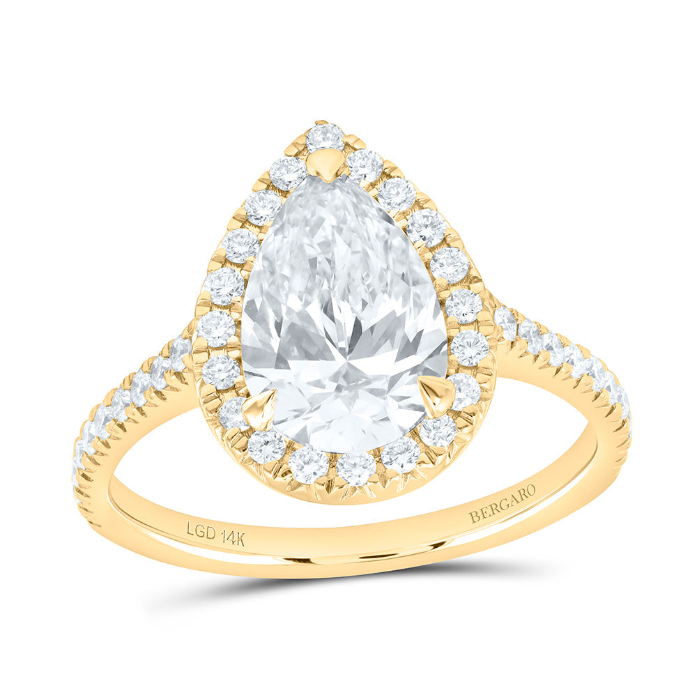 14K Yellow Or White Gold 2 3/8 Cttw Lab Grown Diamond 2 Cttw Center Pear Engagement Ring