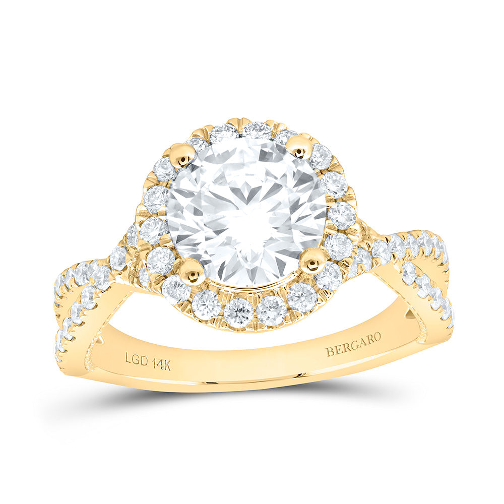 14K Yellow Or White Gold 2 Cttw Lab Grown Diamond 1 1/2 Cttw Center Round Engagement Ring