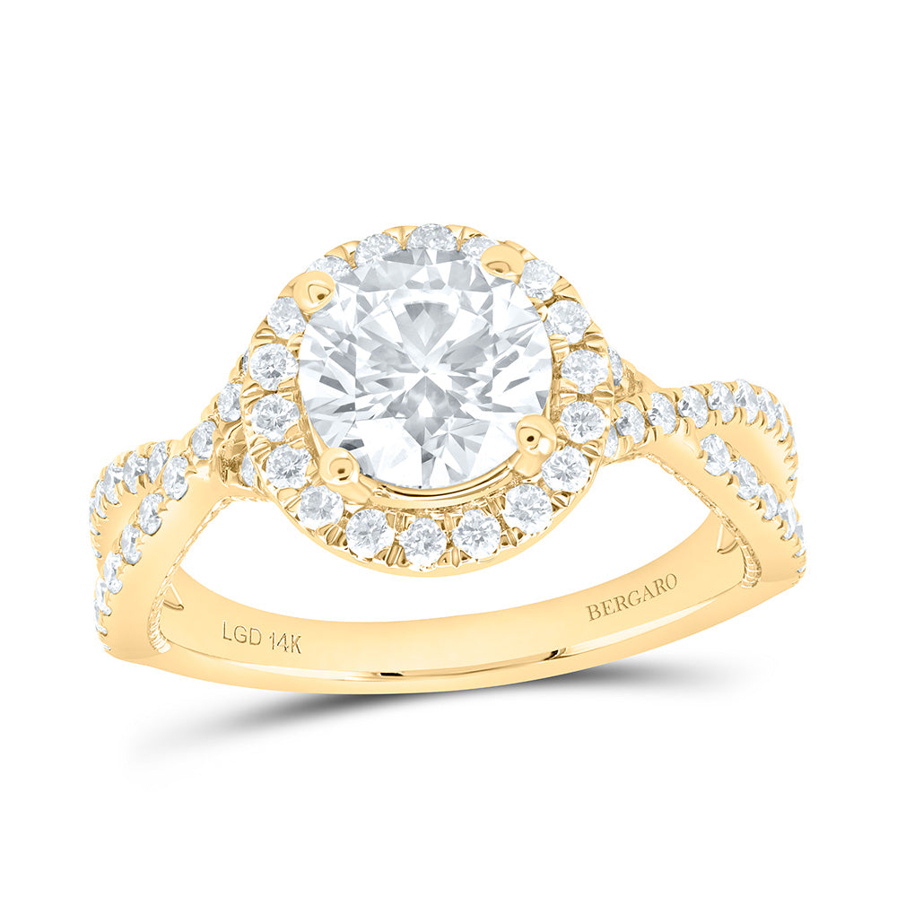 14K Yellow Or White Gold 2 3/4 Cttw Lab Grown Diamond 2 Cttw Center Round Single Halo Engagement Ring