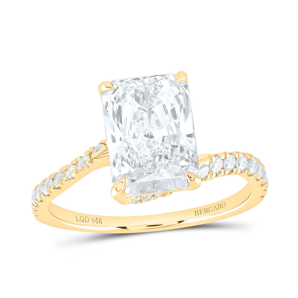 14K Yellow Or White Gold 3 3/8 Cttw Lab Grown Diamond 3 Cttw Center Radiant Engagement Ring