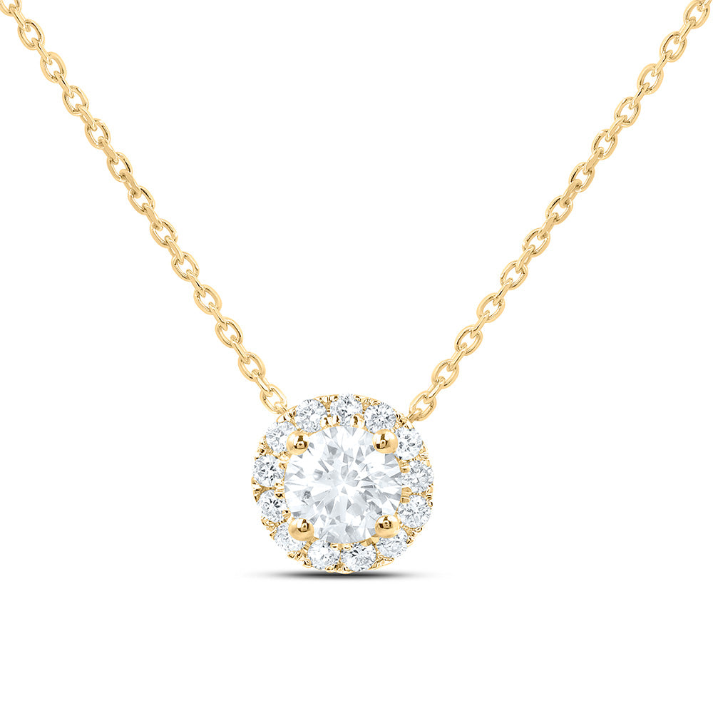14K Yellow Or White Gold 1/2 Cttw Lab Grown Diamond Fashion Round Necklace (18 Inch)