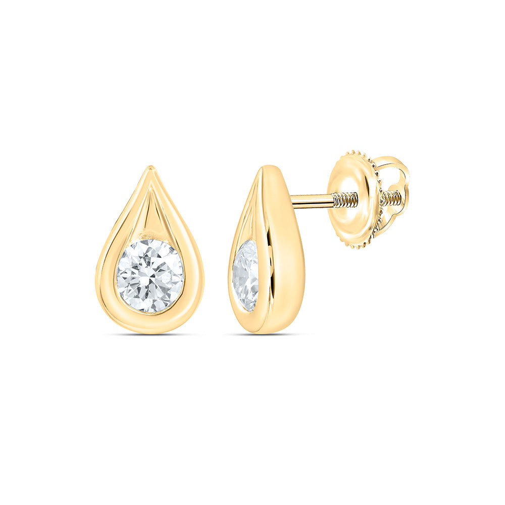 14K Yellow Or White Gold 1/2 Cttw Lab Grown Diamond Fashion Pear Bezel Earring