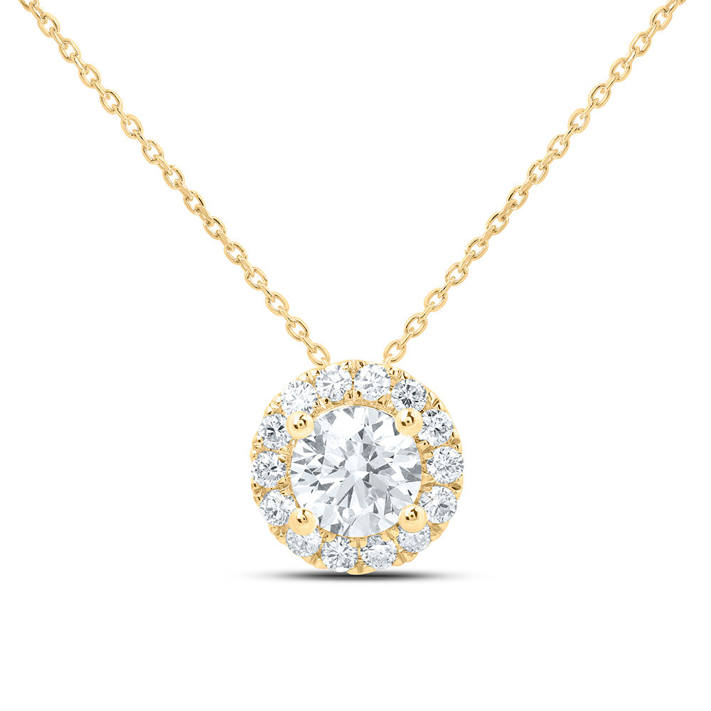 14K Yellow Or White Gold 2 Cttw Lab Grown Diamond Fashion Round Necklace (18 Inch)