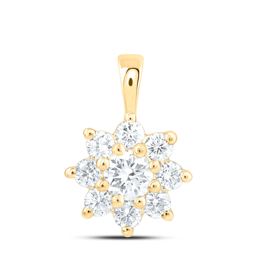14K Yellow Or White Gold 1/2 Cttw Lab Grown Diamond Fashion Flower Pendant
