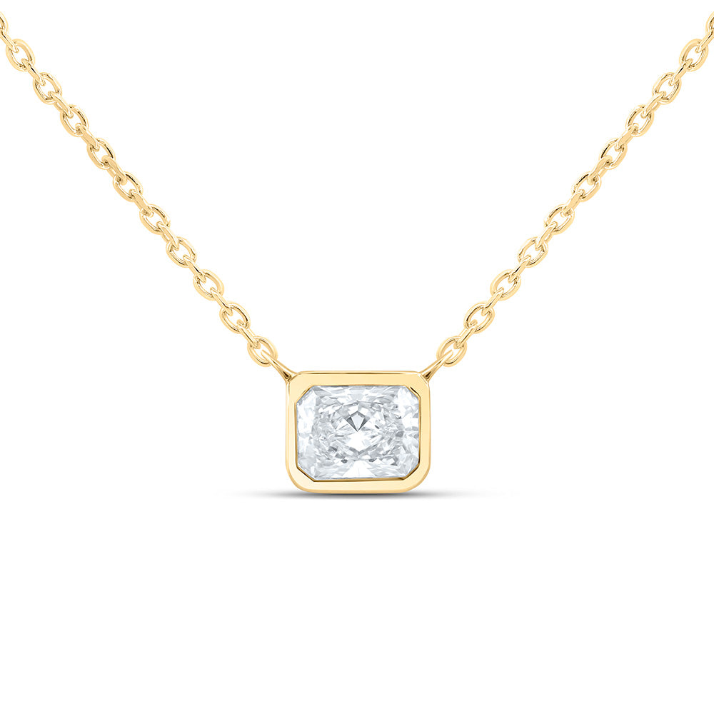 14K Yellow Or White Gold 1/2 Cttw Lab Grown Diamond Fashion Radiant Bezel Necklace (18 Inch)