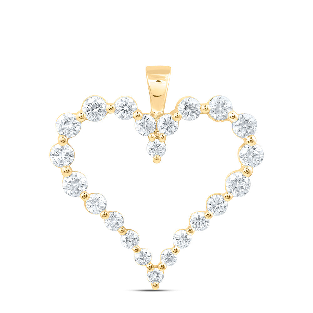 14K Yellow Or White Gold 1 Cttw Lab Grown Diamond Fashion Heart Pendant