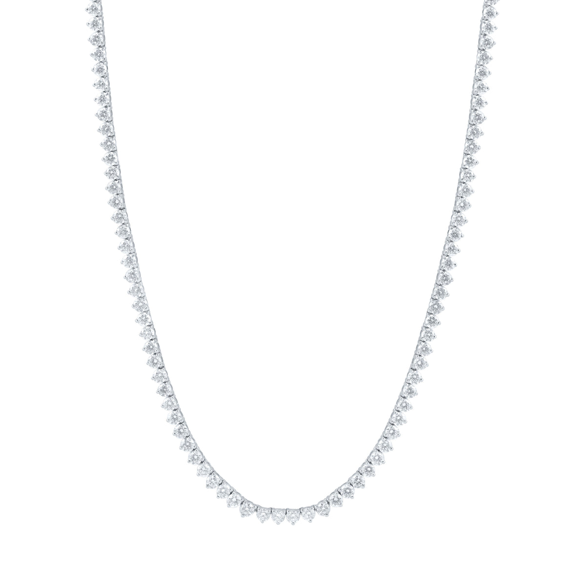 14K White Gold Lab Grown Diamond Fashion Round Tennis Necklace (16 Inch)