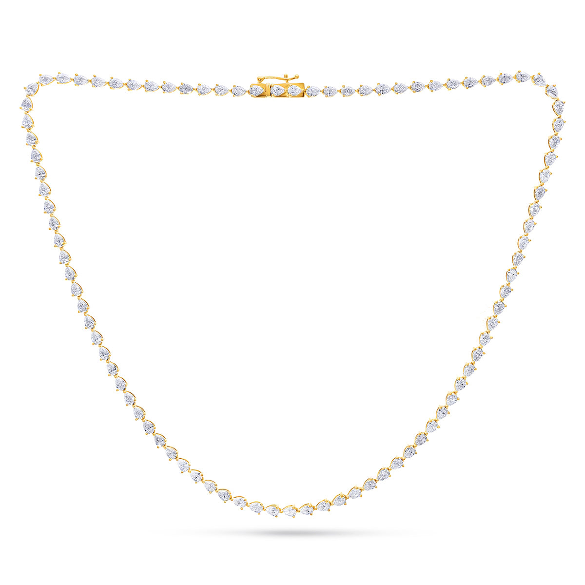 14K Yellow Or White Gold 5 3/8 Cttw Lab Grown Diamond Fashion Pear Tennis Necklace (16 Inch)