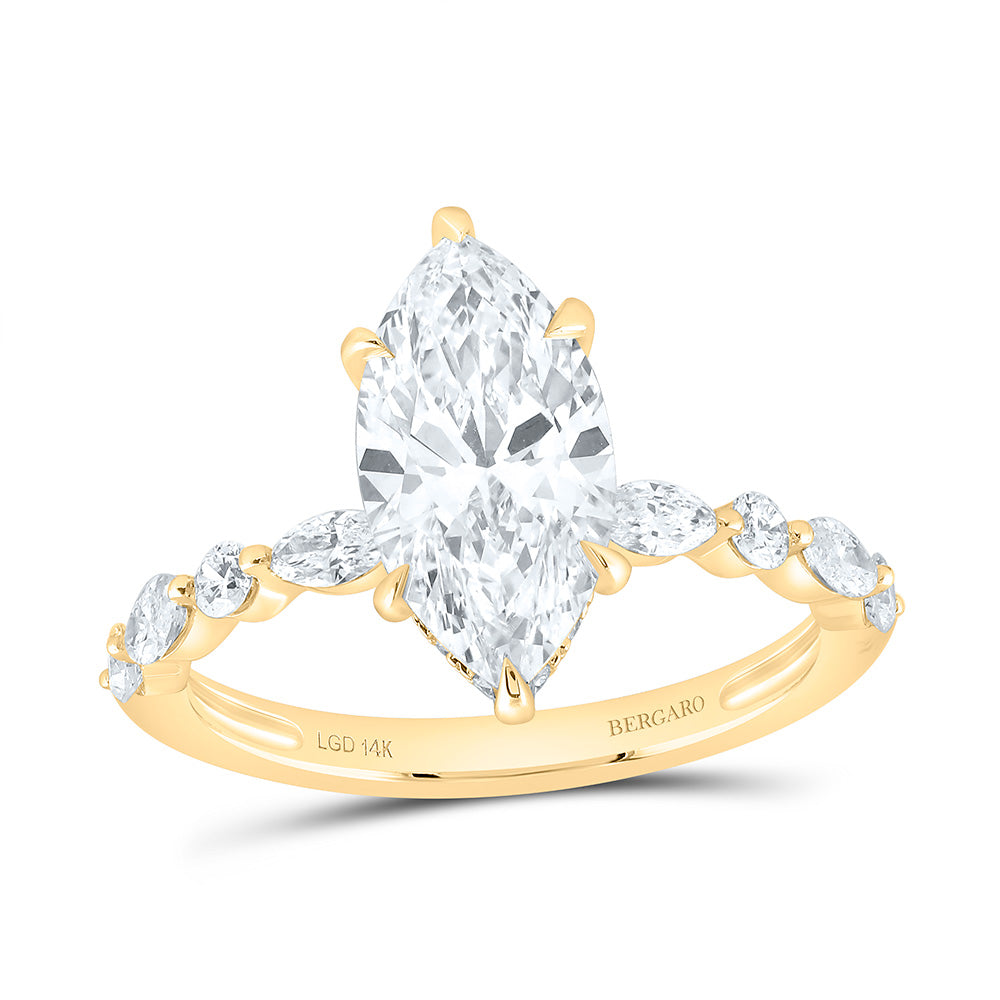 14K Yellow Or White Gold 2 5/8 Cttw Lab Grown Diamond 2 Cttw Center Marquise Engagement Ring