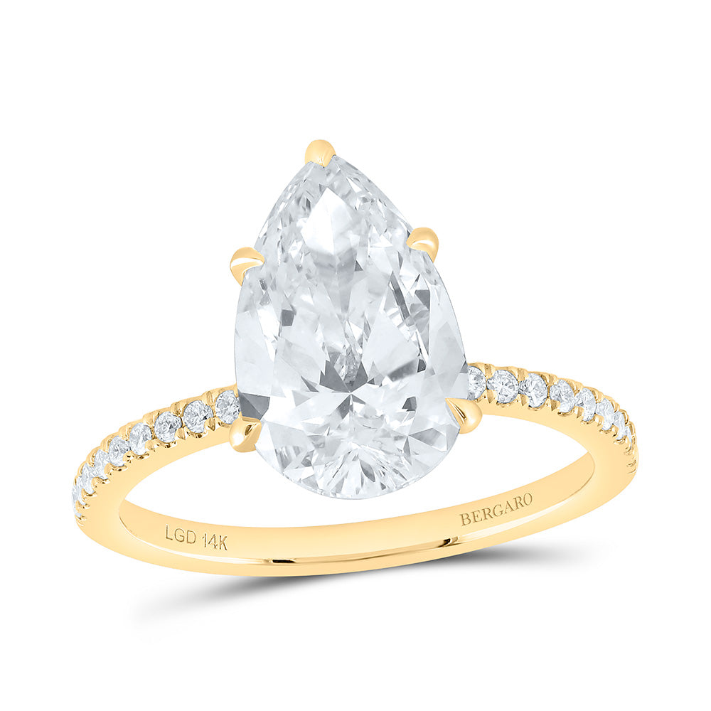 14K Yellow Or White Gold 2 1/3 Cttw Lab Grown Diamond 2 Cttw Center Pear Engagement Ring