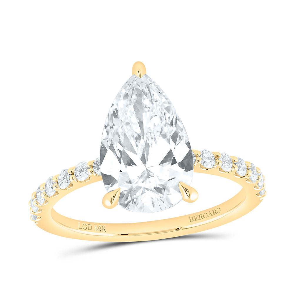 14K Yellow Or White Gold 3 1/3 Cttw Lab Grown Diamond 3 Cttw Center Pear Engagement Ring