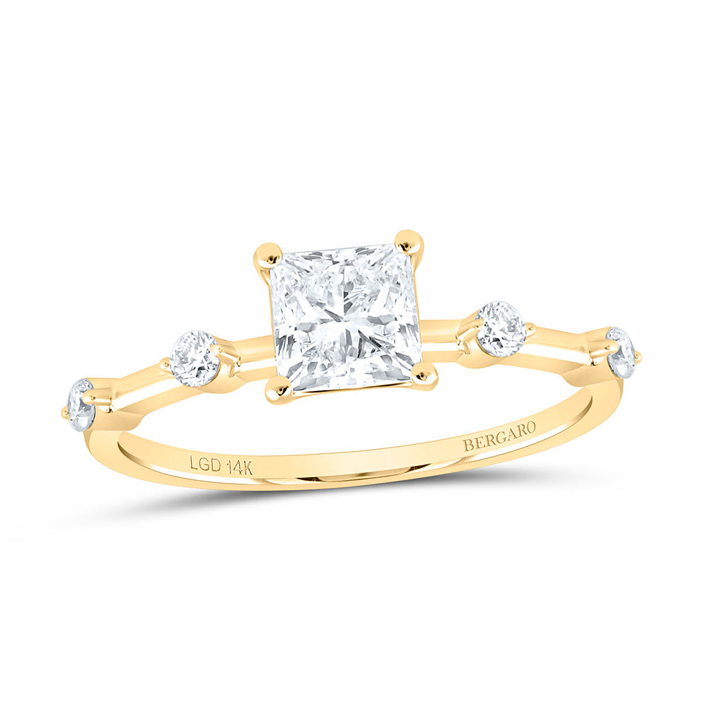 14K Yellow Gold 1 Cttw Lab Grown Diamond 1 Cttw Center Princess Engagement Ring