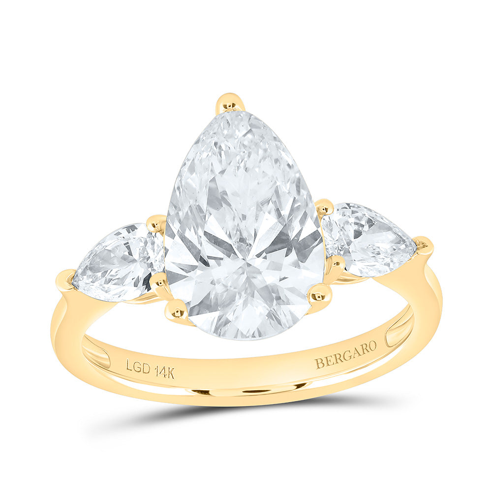 14K Yellow Or White Gold 3 5/8 Cttw Lab Grown Diamond 3 Cttw Center Pear Engagement Ring