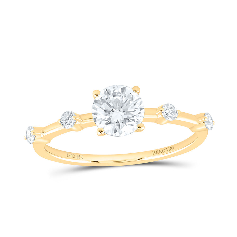 14K Yellow Gold 1 Cttw Lab Grown Diamond 1 Cttw Center Round Engagement Ring
