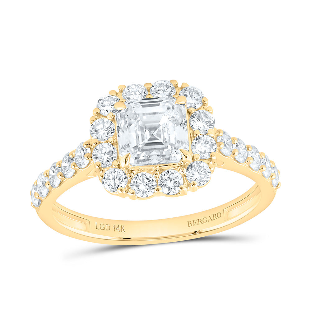 14K Yellow Or White Gold 1 7/8 Cttw Lab Grown Diamond 1 Cttw Center Asscher Fashion Engagement Ring